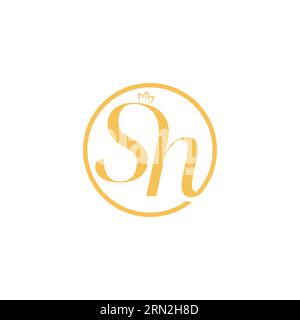 Initial letter SH Feminine logo beauty monogram and elegant logo design. Initial handwriting logo design Logo for fashion,photography, wedding, beauty Stock Vector