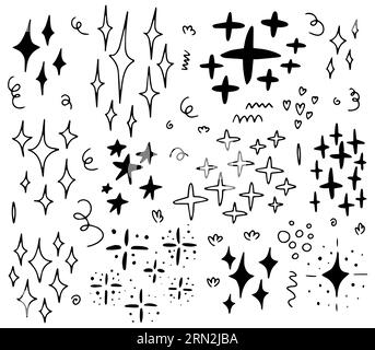 Vector doodle glitter and flash set Stock Vector