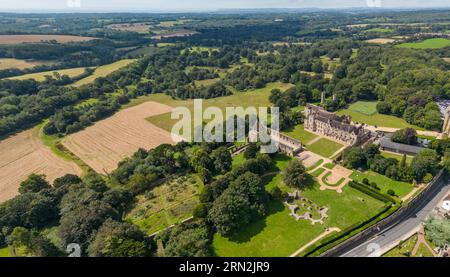 Aerial view Battle Abbey, 1066 Battle of Hastings site, Battle, East Sussex, UK. Stock Photo