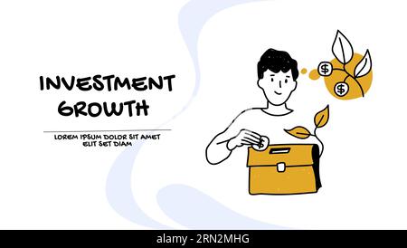 Vector of a young man with smart investment growth strategy Stock Vector