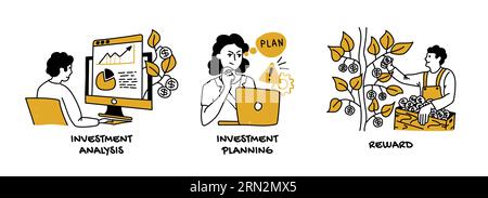Investment analysis, planning, risk management and reward concept Stock Vector
