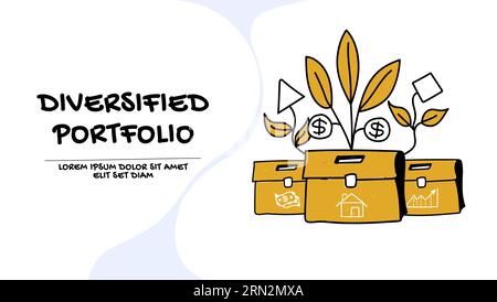 Financial portfolio diversification and asset management Stock Vector