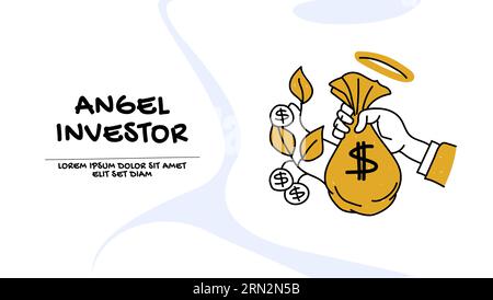 Vector of an angel investor provides capital to startup, entrepreneur, or small business Stock Vector