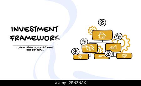 Investment diversification, strategy and framework concept. Business illustration Stock Vector