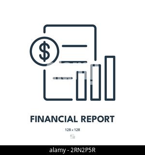 Financial Report Icon. Finance, Statistics, Earnings. Editable Stroke. Simple Vector Icon Stock Vector