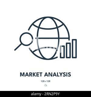 Market Analysis Icon. Analytics, Research, Statistics. Editable Stroke. Simple Vector Icon Stock Vector