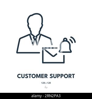 Customer Support Icon. Help, Assistant, Consultation. Editable Stroke. Simple Vector Icon Stock Vector