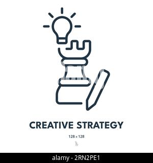 Creative Strategy Icon. Solution, Idea, Creativity. Editable Stroke. Simple Vector Icon Stock Vector