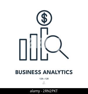 Business Analytics Icon. Statistics, Audit, Accounting. Editable Stroke. Simple Vector Icon Stock Vector