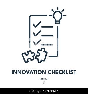 Innovation Checklist Icon. Idea, Creativity, Invention. Editable Stroke. Simple Vector Icon Stock Vector