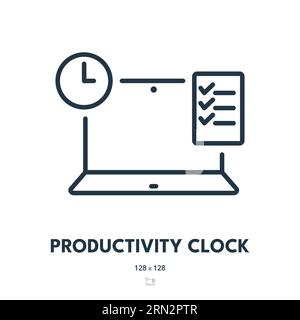 Productivity Clock Icon. Efficiency, Time, Performance. Editable Stroke. Simple Vector Icon Stock Vector