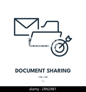 Document Sharing Icon. File, Database, Folder. Editable Stroke. Simple Vector Icon Stock Vector