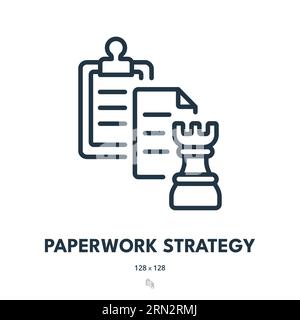 Paperwork Strategy Icon. Document, Documentation, File. Editable Stroke. Simple Vector Icon Stock Vector
