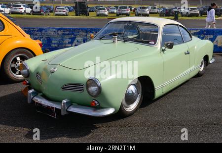 Volkswagen VW Karmann Ghia Green Cream White Vintage Retro On Show