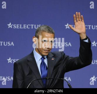 (150323) -- WASHINGTON D.C., March 23, 2015 -- U.S. President Barack Obama speaks during the 2015 SelectUSA Investment Summit in Washington D.C., capital of the United States, March 23, 2015. U.S. President Barack Obama on Monday announced a series of new measures to lure more foreign investment and bolster economic recovery. ) U.S.-WASHINGTON D.C.-SELECTUSA-INVESTMENT SUMMIT BaoxDandan PUBLICATIONxNOTxINxCHN   Washington D C March 23 2015 U S President Barack Obama Speaks during The 2015  Investment Summit in Washington D C Capital of The United States March 23 2015 U S President Barack Obama Stock Photo