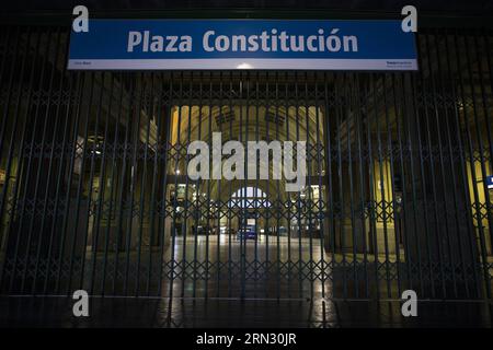 (150331) -- BUENOS AIRES, March 31, 2015 -- The Constitution Square train station remains closed during the general strike in the city of Buenos Aires, capital of Argentina, on March 31, 2015. The strike is across the country, called by the General Workers Confederation, the Argentinean Workers Central and the left wing parties, in protest of the payment in the salaries and inflation, according to the local press. ) (rtg) ARGENTINA-BUENOS AIRES-SOCIETY-STRIKE MARTINxZABALA PUBLICATIONxNOTxINxCHN   Buenos Aires March 31 2015 The Constitution Square Train Station Remains Closed during The Genera Stock Photo