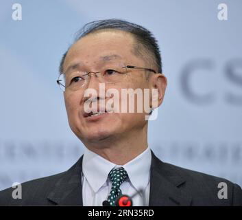 (150407) -- WASHINGTON D.C., April 7, 2015 -- World Bank President Jim Yong Kim gives a public address at the Center for Strategic and International Studies (CSIS) in Washington D.C., capital of the United States, April 7, 2015. World Bank welcomes the new development banks, such as China-proposed Asian Infrastructure Investment Bank (AIIB) and the New Development Bank established by the BRICS countries, and is ready to share experience with them, World Bank President Jim Yong Kim said on Tuesday. ) U.S.-WASHINGTON D.C.-CSIS-WORLD BANK-PRESIDENT BaoxDandan PUBLICATIONxNOTxINxCHN   Washington D Stock Photo