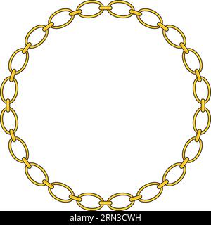 Round Chain frame. Circle chains border. Boho bracelet Stock Vector