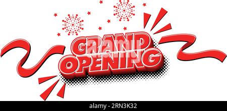 Grand opening banner with confetti and cutting rib