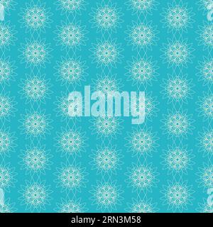 Vector seamless vintage pattern of abstract white lace flowers on sky blue background Stock Vector