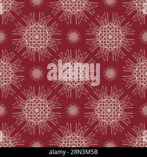 Vector seamless vintage pattern of abstract lace flowers on red background Stock Vector