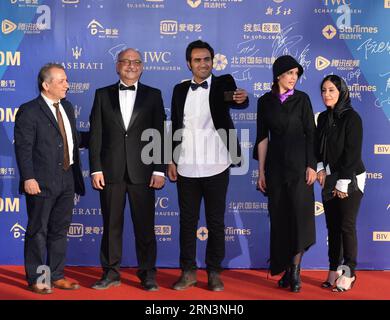 (150423) -- BEIJING, April 23, 2015 -- Cast members of the movie Impermanent attend the closing ceremony of the fifth Beijing International Film Festival (BJIFF) in Beijing, capital of China, April 23, 2015. The BJIFF closed here on Thursday. ) (mp) CHINA-BEIJING-FILM FESTIVAL-CLOSING (CN) WangxQingqin PUBLICATIONxNOTxINxCHN   Beijing April 23 2015 Cast Members of The Movie  attend The CLOSING Ceremony of The Fifth Beijing International Film Festival  in Beijing Capital of China April 23 2015 The  Closed Here ON Thursday MP China Beijing Film Festival CLOSING CN  PUBLICATIONxNOTxINxCHN Stock Photo
