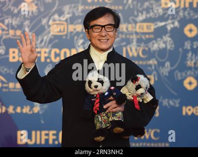 (150423) -- BEIJING, April 23, 2015 -- Actor Jackie Chan attends the closing ceremony of the fifth Beijing International Film Festival (BJIFF) in Beijing, capital of China, April 23, 2015. The BJIFF closed here on Thursday. ) (mp) CHINA-BEIJING-FILM FESTIVAL-CLOSING (CN) LuoxXiaoguang PUBLICATIONxNOTxINxCHN   Beijing April 23 2015 Actor Jackie Chan Attends The CLOSING Ceremony of The Fifth Beijing International Film Festival  in Beijing Capital of China April 23 2015 The  Closed Here ON Thursday MP China Beijing Film Festival CLOSING CN  PUBLICATIONxNOTxINxCHN Stock Photo