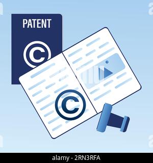 Registration Copyright Patent Copyright. Patent Office, Bureau banner. Legal consultation. Intellectual property defence. Authorship protection Servic Stock Vector