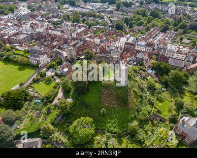 Aerial view of Lewes Castle & Museum, Lewes, East Sussex, UK Stock
