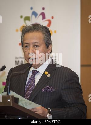 Malaysian Foreign Minister Anifah Aman speaks at a press conference after the ASEAN Ministerial Meetings in Kuala Lumpur, Malaysia, April 26, 2015. The secretary-general of ASEAN will conduct an assessment on the applications for formal partnership with association from Ecuador, DPRK and Mongolia, Malaysian Foreign Minister Anifah Aman said here Sunday. ) MALAYSIA-KUALA LUMPUR-ASEAN-APPLICATION HexJiajing PUBLICATIONxNOTxINxCHN   Malaysian Foreign Ministers Anifah AMAN Speaks AT a Press Conference After The Asean Ministerial Meetings in Kuala Lumpur Malaysia April 26 2015 The Secretary General Stock Photo