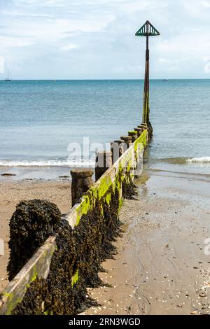A groyne on Machroes Beach, Abersoch Bay, North Wales Stock Photo
