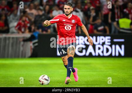 Remy CABELLA of Lille during the UEFA Europa Conference League, Play-offs, 1st leg football match between LOSC Lille and HNK Rijeka on August 24, 2023 at Pierre Mauroy stadium in Villeneuve-d'Ascq near Lille, France - Photo Matthieu Mirville / DPPI Stock Photo