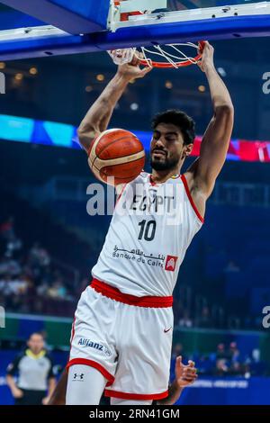 Manila, Philippines. 31st Aug, 2023. Anas Mahmoud of Egypt dunks during the classification round 17-32 match between Egypt and Jordan at the 2023 FIBA World Cup in Manila, the Philippines, on Aug. 31, 2023. Credit: Rouelle Umali/Xinhua/Alamy Live News Stock Photo