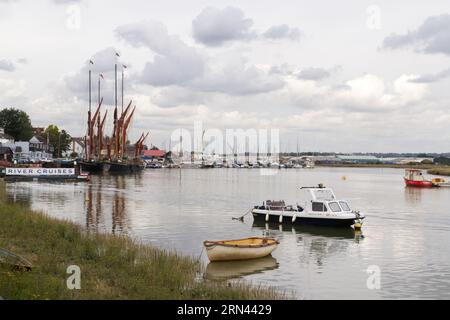 View towards the Hythe Quay, Maldon, Essex on the bank of the River Chelmer Stock Photo