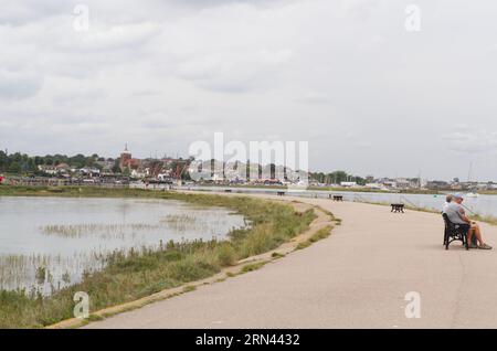 View along Maldon Promenade towards the Hythe Quay, Maldon, Essex Stock Photo