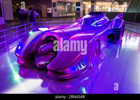 WASHINGTON DC, United States — The Batmobile from Tim Burton's 1989 'Batman' film on display at the Smithsonian's National Museum of American History. This iconic vehicle, designed by Anton Furst, showcases a blend of Art Deco aesthetics and classic automotive influences, epitomizing Burton's vision of Gotham City. It was on display from January 2018 to October 2020. Stock Photo