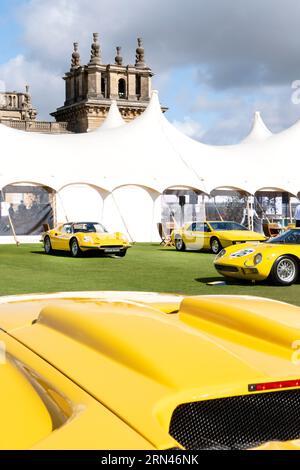 The Yellow collection of cars at the 2023 Salon Prive Concours at Blenheim Palace Woodstock Oxfordshire UK Stock Photo
