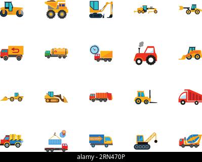 Heavy cars icon set Stock Vector