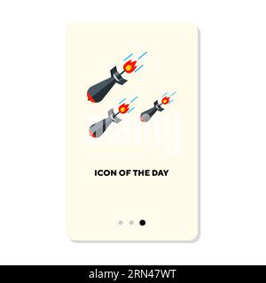 Long-range missile flat icon Stock Vector