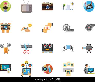 Photo and video industry icon set Stock Vector