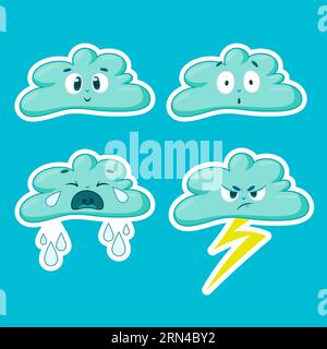 Emoji Clouds Set Stock Vector
