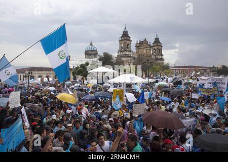 People take part during a demonstration in demand of the impeachment of Guatemalan President Otto Perez Molina in front of the National Palace of Culture, in Guatemala City, capital of Guatemala, on May 16, 2015. ) GUATEMALA-GUATEMALA CITY-SOCIETY-DEMONSTRATION LuisxEcheverria PUBLICATIONxNOTxINxCHN   Celebrities Take Part during a Demonstration in Demand of The Impeachment of Guatemalan President Otto Perez Molina in Front of The National Palace of Culture in Guatemala City Capital of Guatemala ON May 16 2015 Guatemala Guatemala City Society Demonstration LuisxEcheverria PUBLICATIONxNOTxINxCH Stock Photo