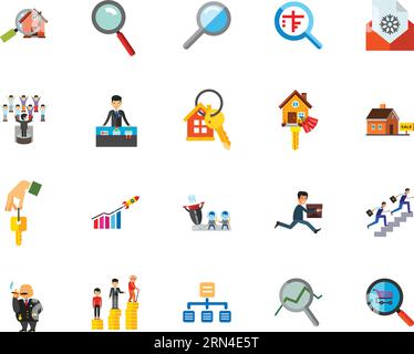 Business research icon set Stock Vector
