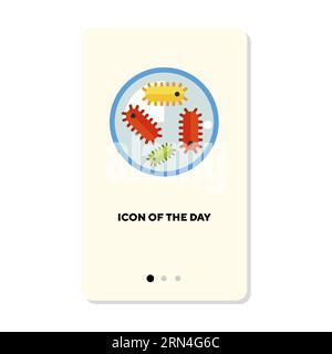Microbes, viruses and microorganisms flat vector icon Stock Vector