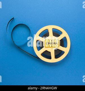 Cinema movie reel blue background Stock Photo