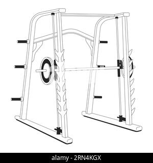 Smith machine for weight training flat monochrome isolated vector object Stock Vector