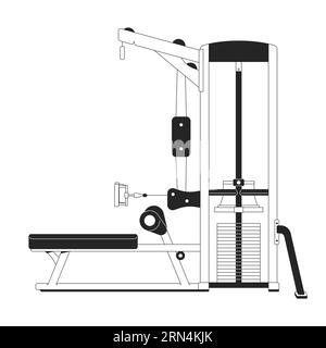 Seated cable row machine flat monochrome isolated vector object Stock Vector