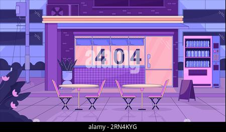 Urban storefront at night error 404 flash message Stock Vector