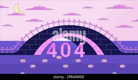Twilight bridge across river error 404 flash message Stock Vector
