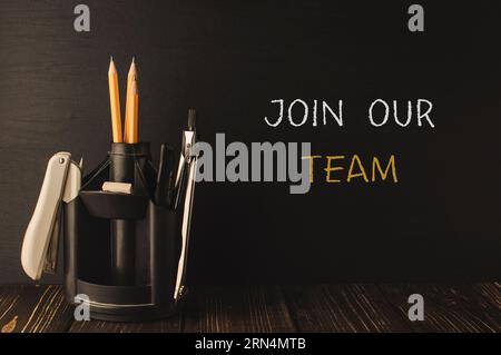 Join our team chalk text on blackboard Stock Photo